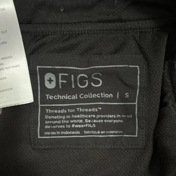 Figs Black Joggers with Teal Drawstring - Picture 3 of 4